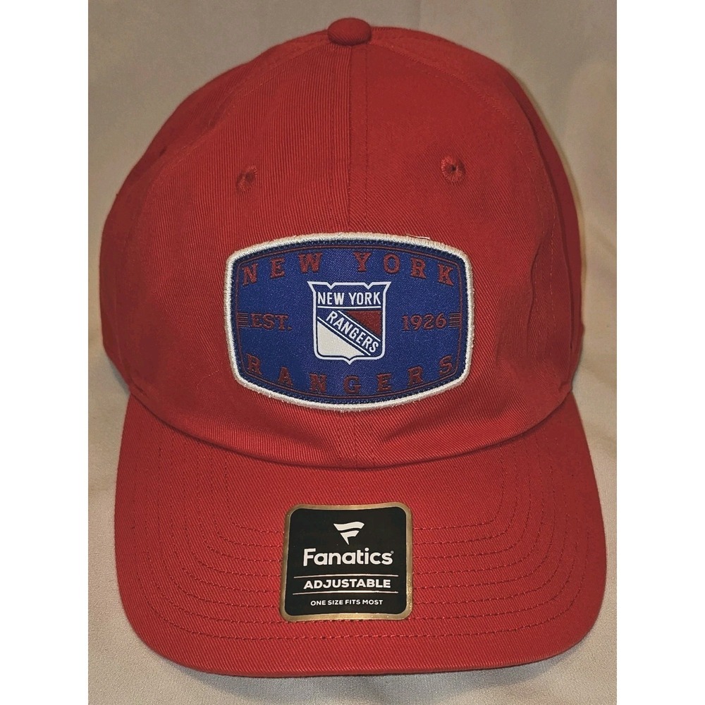 NWT NHL Fanatics New York Rangers Core Primary Logo Adjustable Red Hat Hockey